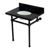 Templeton 30-Inch Black Granite Console Sink with Brass Legs