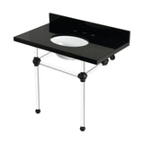 Templeton 36-Inch Black Granite Console Sink with Acrylic Legs (8-Inch, 3-Hole)