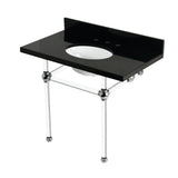 Templeton 36-Inch Black Granite Console Sink with Acrylic Legs (8-Inch, 3-Hole)