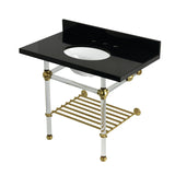 Templeton 36-Inch Black Granite Console Sink with Acrylic Legs and Shelf (8-Inch, 3-Hole)