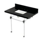 Templeton 36-Inch Black Granite Console Sink with Acrylic Legs (8-Inch, 3-Hole)