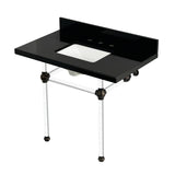 Templeton 36-Inch Black Granite Console Sink with Acrylic Legs