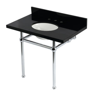 Templeton 36-Inch Black Granite Console Sink with Brass Legs