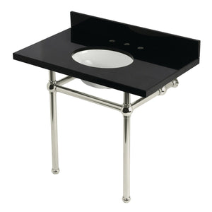 Templeton 36-Inch Black Granite Console Sink with Brass Legs