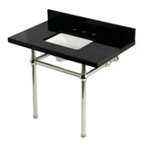 Templeton 36-Inch Black Granite Console Sink with Brass Legs