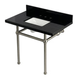 Templeton 36-Inch Black Granite Console Sink with Brass Legs