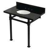 Monarch 36-Inch Black Granite Console Sink with Stainless Steel Legs