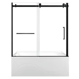 60-Inch Acrylic Rectangular 3-Wall Anti-Skid Alcove Tub with Tub Door, Left Hand Drain