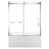 60-Inch Acrylic Rectangular 3-Wall Anti-Skid Alcove Tub with Tub Door, Left Hand Drain