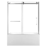 60-Inch Acrylic Rectangular 3-Wall Anti-Skid Alcove Tub with Tub Door, Left Hand Drain