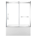 60-Inch Acrylic Rectangular 3-Wall Anti-Skid Alcove Tub with Tub Door, Right Hand Drain