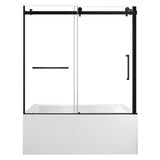 60-Inch Acrylic Rectangular 3-Wall Anti-Skid Alcove Tub with Tub Door, Left Hand Drain