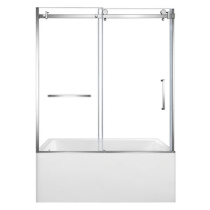 60-Inch Acrylic Rectangular 3-Wall Anti-Skid Alcove Tub with Tub Door, Left Hand Drain