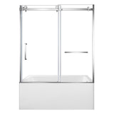 60-Inch Acrylic Rectangular 3-Wall Anti-Skid Alcove Tub with Tub Door, Right Hand Drain