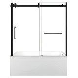 60-Inch Acrylic Rectangular 3-Wall Anti-Skid Alcove Tub with Tub Door, Right Hand Drain