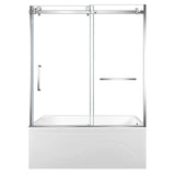 60-Inch Acrylic Rectangular 3-Wall Anti-Skid Alcove Tub with Tub Door, Right Hand Drain