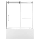 60-Inch Acrylic Rectangular 3-Wall Anti-Skid Alcove Tub with Tub Door, Right Hand Drain