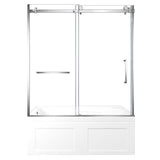 60-Inch Acrylic Rectangular 3-Wall Anti-Skid Alcove Tub with Tub Door, Left Hand Drain