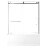 60-Inch Acrylic Rectangular 3-Wall Anti-Skid Alcove Tub with Tub Door, Left Hand Drain