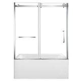 60-Inch Acrylic Rectangular 3-Wall Alcove Tub with Tub Door, Left Hand Drain