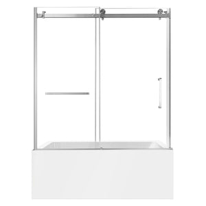 60-Inch Acrylic Rectangular 3-Wall Alcove Tub with Tub Door, Left Hand Drain