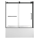 60-Inch Acrylic Rectangular 3-Wall Anti-Skid Alcove Tub with Tub Door, Left Hand Drain