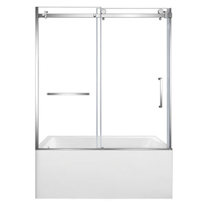 60-Inch Acrylic Rectangular 3-Wall Anti-Skid Alcove Tub with Tub Door, Left Hand Drain