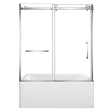 60-Inch Acrylic Rectangular 3-Wall Anti-Skid Alcove Tub with Tub Door, Left Hand Drain