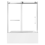 60-Inch Acrylic Rectangular 3-Wall Anti-Skid Alcove Tub with Tub Door, Left Hand Drain