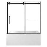 60-Inch Acrylic Rectangular 3-Wall Anti-Skid Alcove Tub with Tub Door, Right Hand Drain