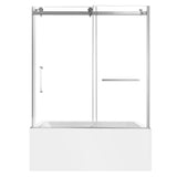 60-Inch Acrylic Rectangular 3-Wall Anti-Skid Alcove Tub with Tub Door, Right Hand Drain