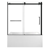 60-Inch Acrylic Rectangular 3-Wall Alcove Tub with Tub Door, Left Hand Drain