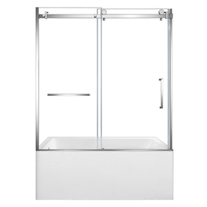 60-Inch Acrylic Rectangular 3-Wall Alcove Tub with Tub Door, Left Hand Drain