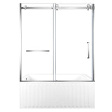 60-Inch Acrylic Rectangular 3-Wall Alcove Tub with Tub Door, Left Hand Drain