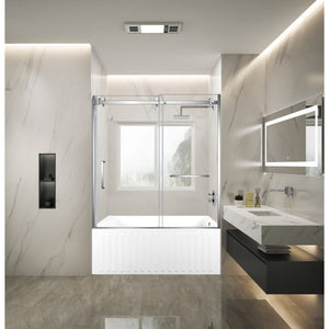 60-Inch Acrylic Rectangular 3-Wall Alcove Tub with Tub Door, Right Hand Drain