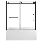 60-Inch Acrylic Rectangular 3-Wall Alcove Tub with Tub Door, Left Hand Drain