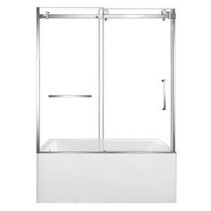 60-Inch Acrylic Rectangular 3-Wall Alcove Tub with Tub Door, Left Hand Drain