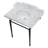 Fauceture 30-Inch Carrara Marble Console Sink with Brass Legs