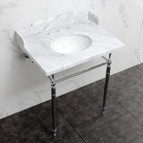 Fauceture 30-Inch Carrara Marble Console Sink with Brass Legs