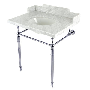 Fauceture 30-Inch Carrara Marble Console Sink with Brass Legs