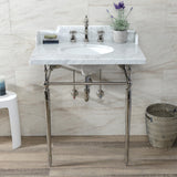 Fauceture 30-Inch Carrara Marble Console Sink with Brass Legs