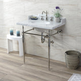 Fauceture 30-Inch Carrara Marble Console Sink with Brass Legs