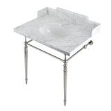 Fauceture 30-Inch Carrara Marble Console Sink with Brass Legs