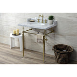 Fauceture 30-Inch Carrara Marble Console Sink with Brass Legs