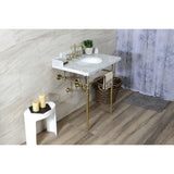 Fauceture 30-Inch Carrara Marble Console Sink with Brass Legs