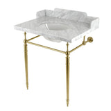 Fauceture 30-Inch Carrara Marble Console Sink with Brass Legs