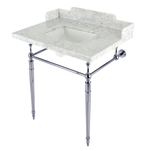 Fauceture 30-Inch Carrara Marble Console Sink with Brass Legs