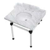 Pemberton 30-Inch Carrara Marble Console Sink with Acrylic Legs (8-Inch, 3-Hole)