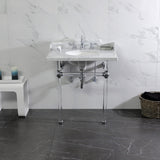 Pemberton 30-Inch Carrara Marble Console Sink with Acrylic Legs (8-Inch, 3-Hole)