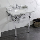 Pemberton 30-Inch Carrara Marble Console Sink with Acrylic Legs (8-Inch, 3-Hole)